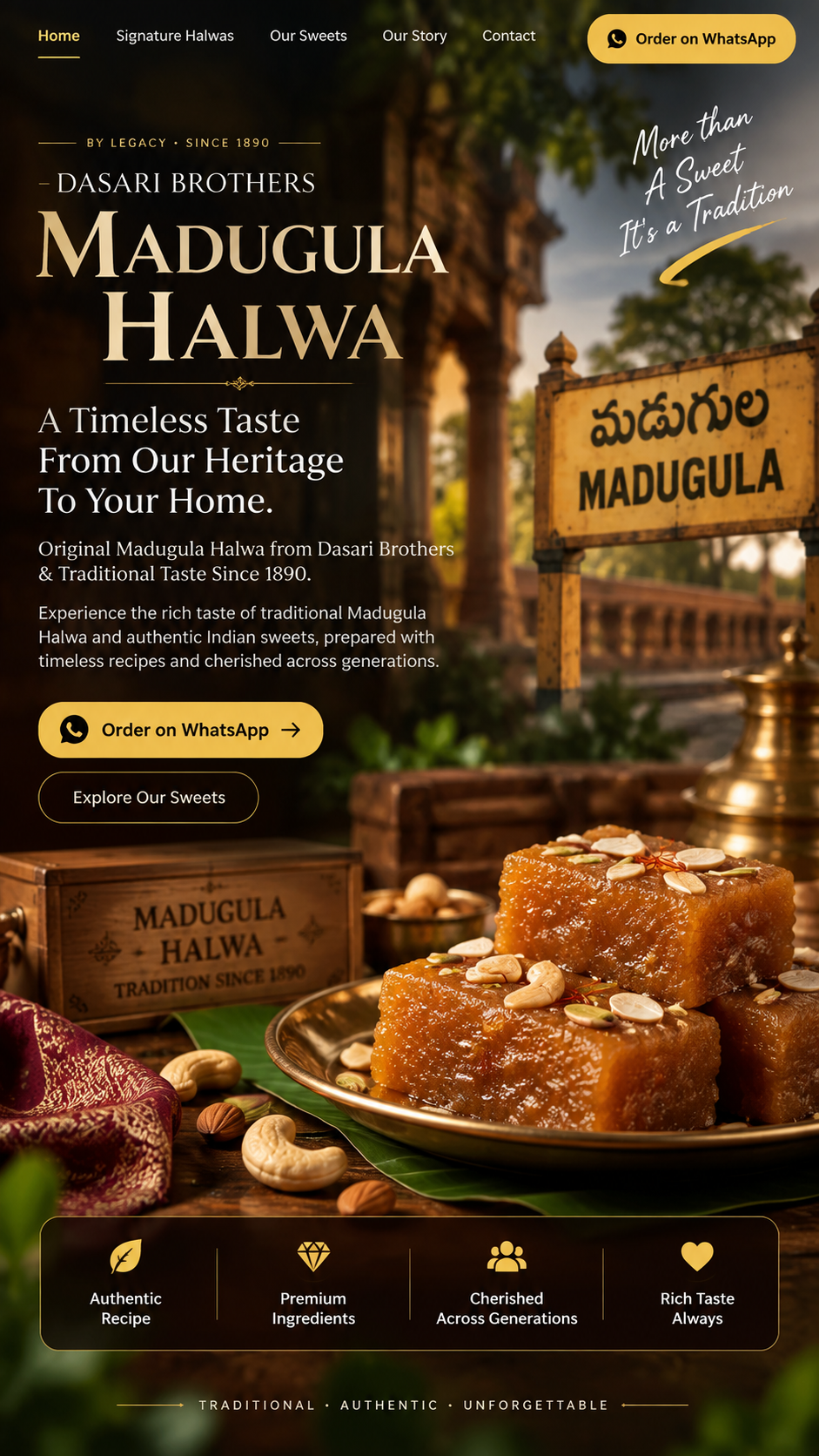 Dasari Brothers Madugula Halwa — website built by RAM AI Web Solutions